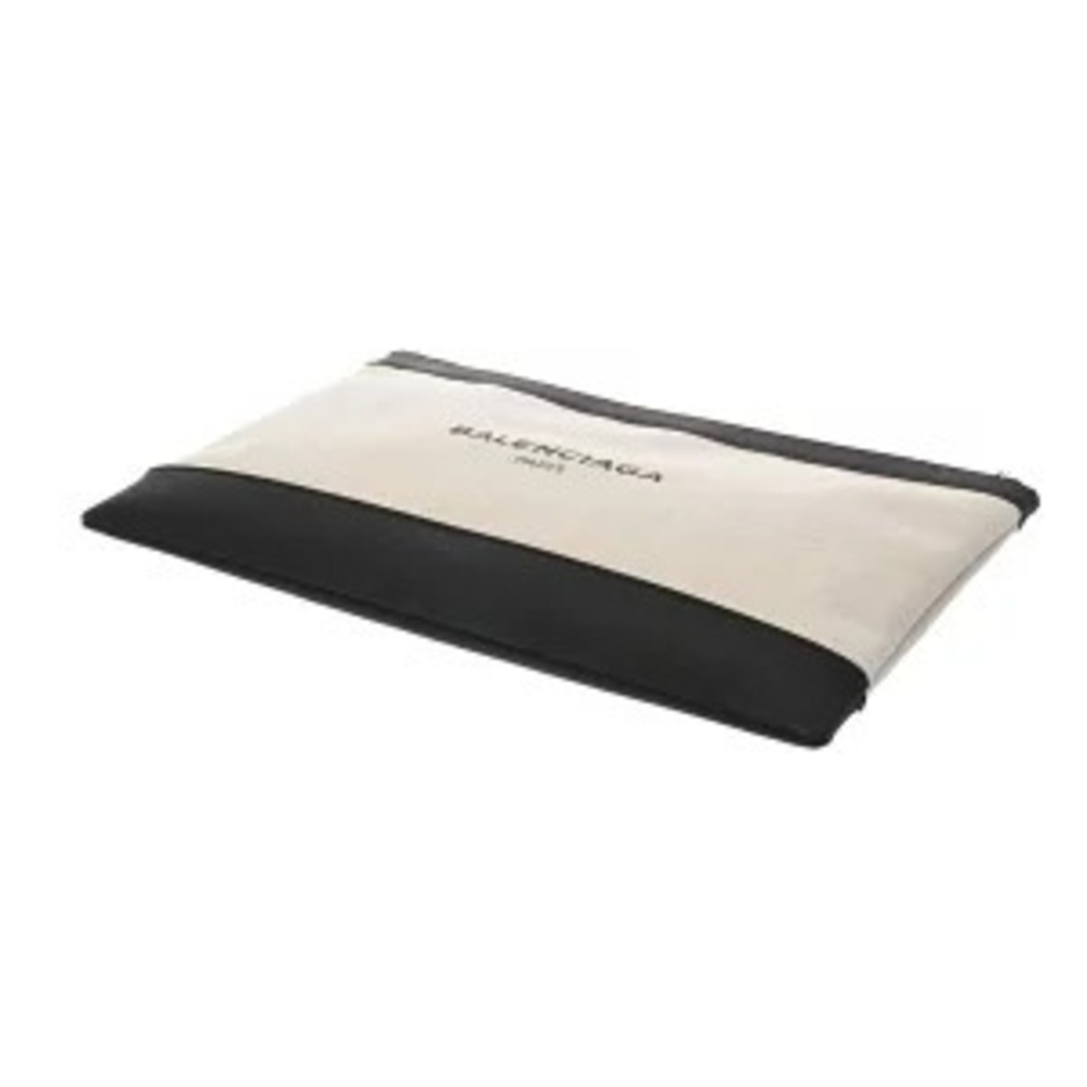 Balenciaga Navy Blue Clip White Black Canvas Leather Clutch Bag - Picture 3 of 9
